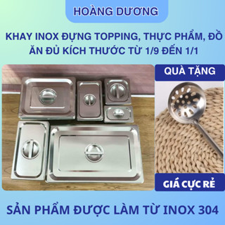 Khay inox đựng topping trà sữa, nhân bánh mì, thạch, trân châu, buffe, hải sản, đồ ăn đủ kích thước
