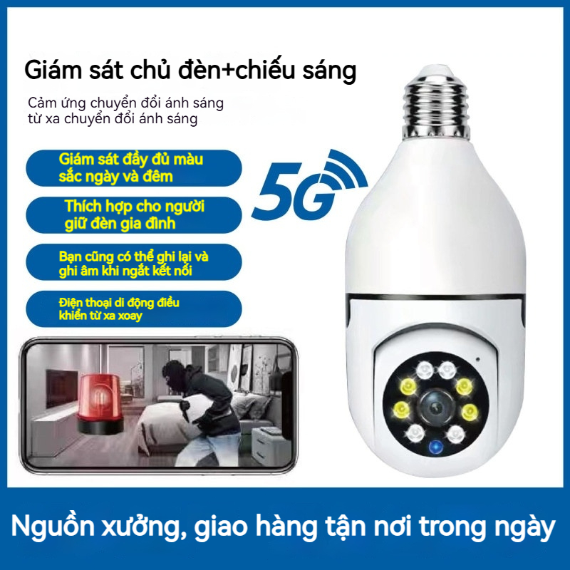 Camera Wifi 8 LED Đuôi Bóng Đèn Xoay 360 Độ