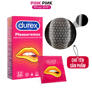 Bao cao su Durex Pleasuremax, BCS Gân Gai, Size Lớn 56mm (Hộp 12 bao)