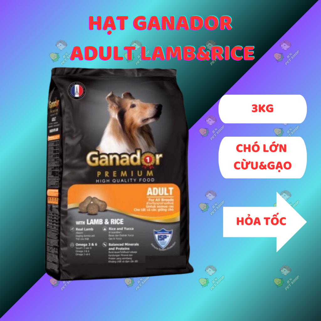 [3KG] Hạt Ganador Adult Lamb & Rice 3kg - thức ăn chó trưởng thành vị cừu & gạo