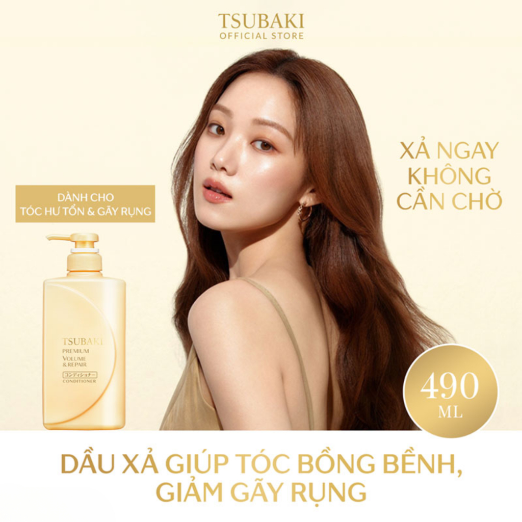 Dầu Xả Tsubaki Premium Dưỡng Tóc Bóng Mượt, Ngăn Ngừa Rụng Tóc, Phục Hồi Tóc Hư Tổn 490ml Hasaki Sản Phẩm Chính Hãng