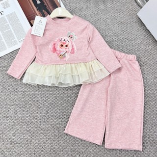 8-40kg Đồ bộ bé gái Tăm phối bèo baby three áo dài quần dài có size đại