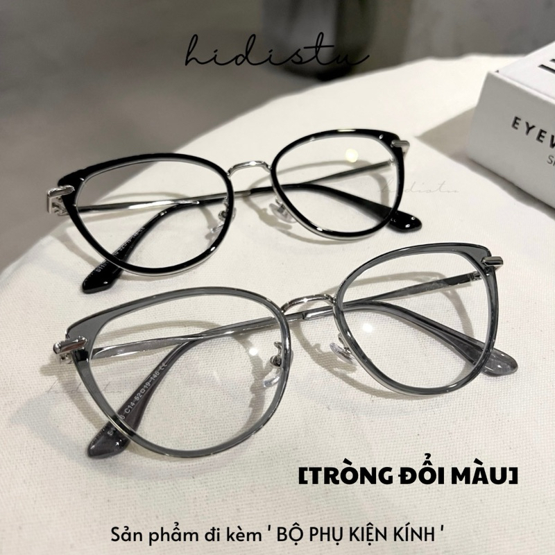 [XINGDAY TRÒNG ĐỔI MÀU CÓ SẴN] Gọng kính mắt mèo XINGDAY càng kim loại. Tròng kính đổi màu. Hidi Stu