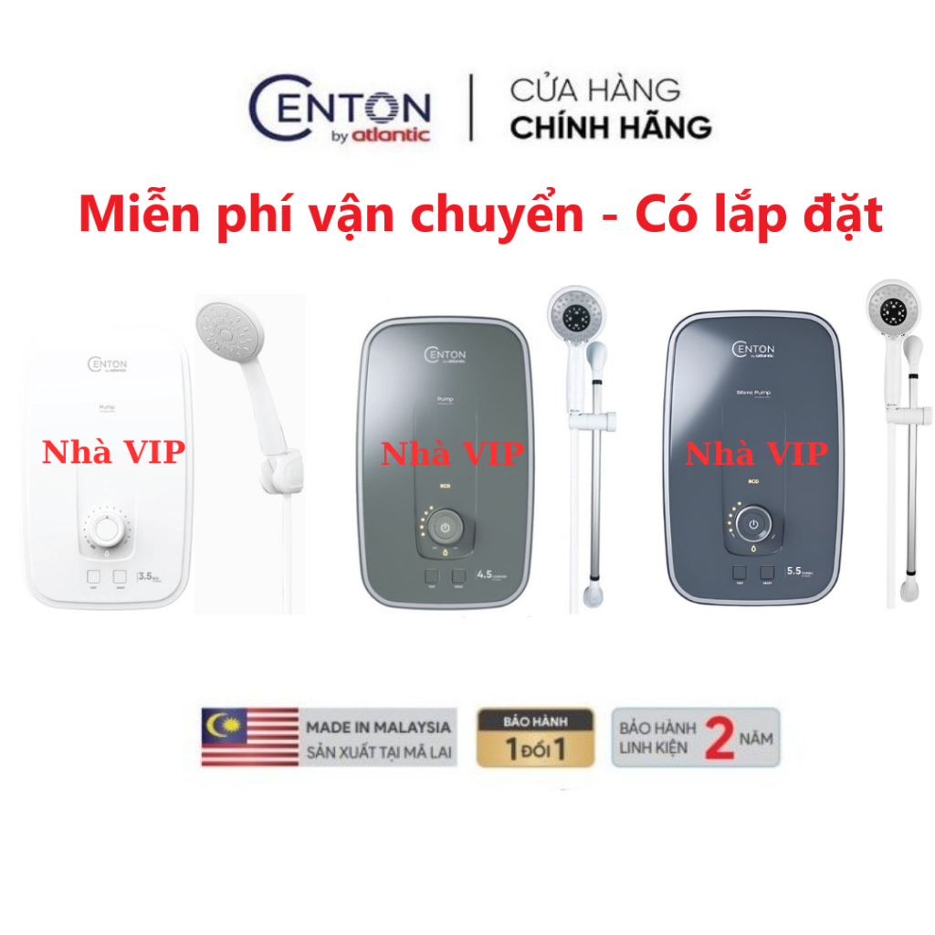 Máy nước nóng trực tiếp CENTON Presto Turbo, Plus, Lite, nhập khẩu Malaysia