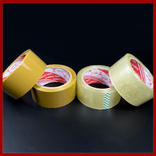  Băng keo dán thùng 1 cuộn 100yard 2 màu vàng & trắng - Băng keo trong đục 