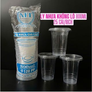   Combo 50 Ly  Ly Nhựa PP 800ml Nắp Bằng Fi120 – Đựng Trà Tắc Trà Sữa Nước Mía Nước Giải Khát 