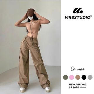 Quần túi hộp nữ kaki 2024 MRS ống rộng, nhóm nhảy dance, du lịch, hiphop chất liệu co giãn MRQ043G