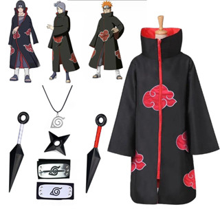 【Bộ đầy đủ Trang phục Naruto Áo choàng Akatsuki Cosplay Áo choàng Uchiha Sasuke Cosplay Quần áo Itachi Bộ đồ Quà tặng