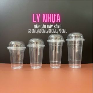[Combo 50 Ly] Ly Nhựa PP Nắp Cầu Đáy Bằng Fi95 –Ly Trà Sữa, Cafe, Nước Ép 360ml/500ml/600ml/700ml