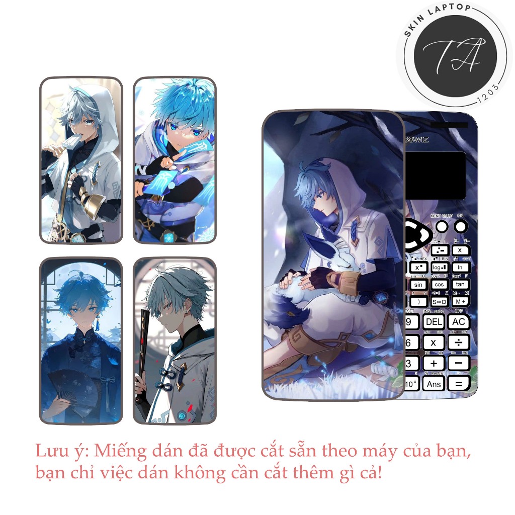 Miếng dán Decal máy tính Casio fx570/ fx580/ fx880/... hình Chongyun 2 Genshine Impact