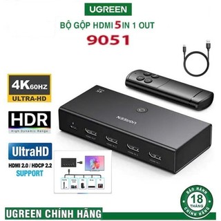 Bộ Gộp Tín Hiệu HDMI 5 Cổng Vào 1 Cổng Ra Ugreen 90512 CM568 (HDMI 2.0 4K@60Hz HDR + Remos) - Hàng Chính Hãng