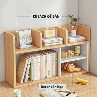 Kệ giá sách gỗ MDF decor để bàn học, làm việc mini thương hiệu GREENCO đựng đồ, sách vở phong cách hàn quốc