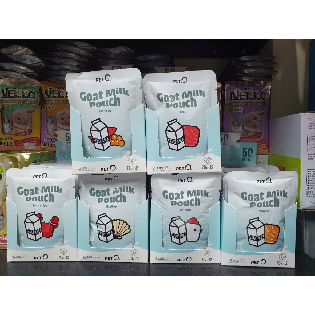 [Hỏa Tốc] Combo 12 gói Pate Mèo Sữa Dê PetQ Goat Milk 70g Mix vị