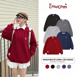 Áo Sweater Nỉ Lông Cáo Basic - Áo khoác nỉ Bycamcam Mềm Mịn Dày Dặn Logo Mini Nam Nữ