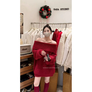 THE2001STORE | Áo len nữ trễ vai màu đen đính đá bling bling sexy sang chảnh