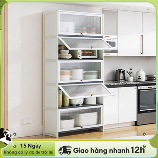 Kệ tủ đa năng 2/3/4 Tầng 80cm Chống bụi 360° Tủ bếp đa năng Thiết kế bằng tre thân thiện với môi trườn