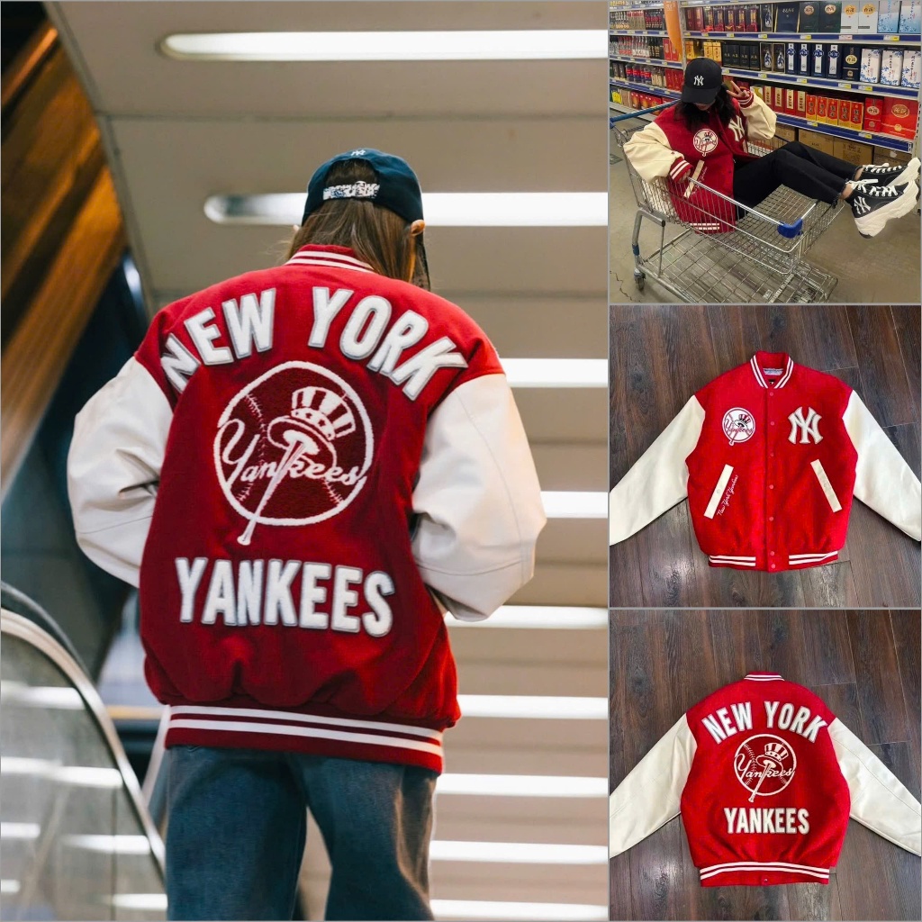 [Authentic💯] Áo Varsity New Era NY Baseball Dark Red 13783696 - Áo Khoác Bomber Varisity Jacket Chín