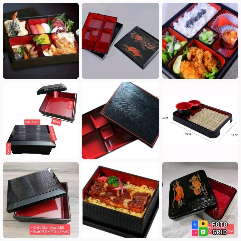 [chuyên bếp Nhật Bento/Hộp cơm lươn/khay mì lạnh]Hộp cơm Bento Nhật/nhà hàng Nhật mặt vân gỗ/set mì 