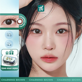   TẶNG KHAY ĐỰNG  Kính áp tròng THÚY LENS cho mắt cận màu nâu tự nhiên Zlens Charming Brown độ cận từ 0 - 8 