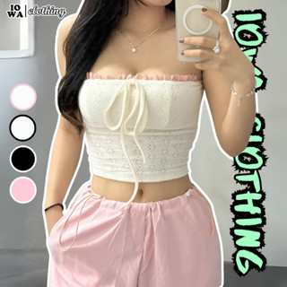 Áo ỐNG HỌA TIẾT VIỀN REN PHỐI NƠ Chất Thun Họa Tiết Kiểu Sexy, Áo Thun Quây Nữ Ôm Body Tôn Dáng IOWA