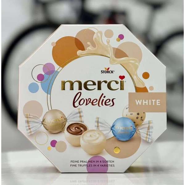 KẸO SOCOLA MERCI LOVELIES (Hộp lục giác 185g)