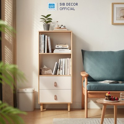 [Chỉ giao lắp tại TP.HCM] Tủ Gỗ Varki Cao 119cm, Dài 50cm 2 Ngăn Kéo Thương Hiệu SIB Decor KSG79