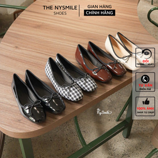 Giày búp bê mũi vuông dễ thương , búp bê nơ, giày bệt - THENYSMILE - ENLA ( form to lùi 1 size )