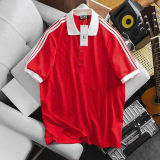  Bigmen.Bigsizemen- Áo thun polo chất vải cotton màu đỏ sọc vai thời trang bigsize nam 85- 135 kg 