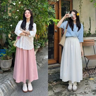 Chân váy kaki dáng dài vintage 3 màu basic ameehouse