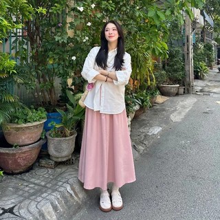 Chân váy kaki dáng dài vintage 3 màu basic ameehouse
