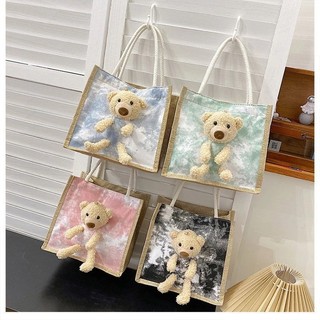 Túi cói mini gấu bông dễ thương