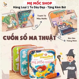 Sổ Tô Màu Nước Ma Thuật Tự Xóa 2in1 Kèm Bóc Dán Nhiều Chủ Đề, Đồ Chơi Tranh Tô Màu Nước Cho Bé