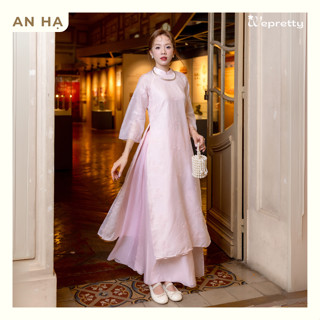 Áo Dài Kèm Chân Váy AH18 Wepretty Clothes Vải Tơ Voan Hoa Nhí Mềm Mại Suông Dài Dịu Dàng g