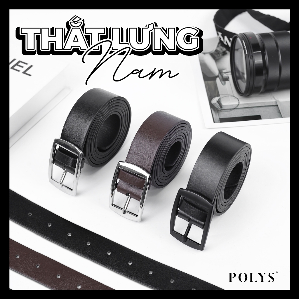 Thắt lưng nam POLYS, dây nịt nam da PU dài 120cm, bảng 3cm trẻ trung. Thắt lưng nam TL01