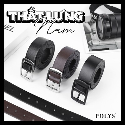 Thắt lưng nam POLYS, dây nịt nam da PU dài 120cm, bảng 3cm trẻ trung. Thắt lưng nam TL01