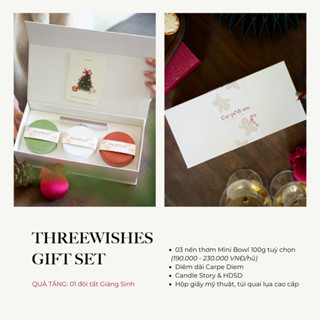 Bộ sản phẩm cao cấp Car pe di em - set quà tặng nến thơm gồm 3 nến mini và bộ túi hộp cao cấp