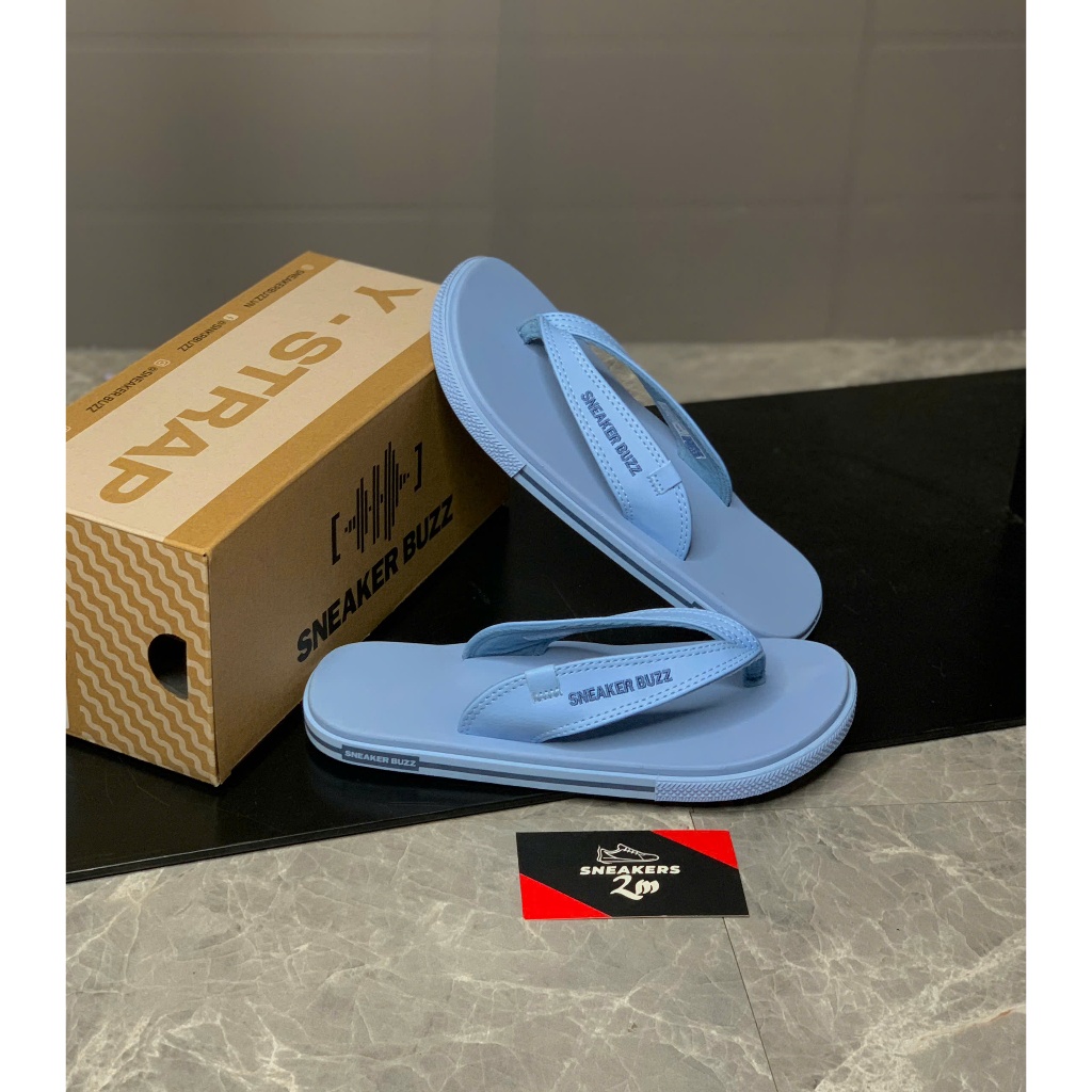 [ 2M Sneaker ] - Dép Sneaker Buzz Xanh Nhạt Quai Da Chính Hãng