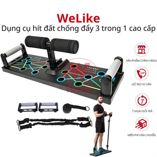 Dụng cụ hít đất cao cấp Welike - Bộ chống đẩy hít đất đa năng 3 trong 1 tại nhà chịu lực nặng 150kg có vạch kẻ hướng dẫn