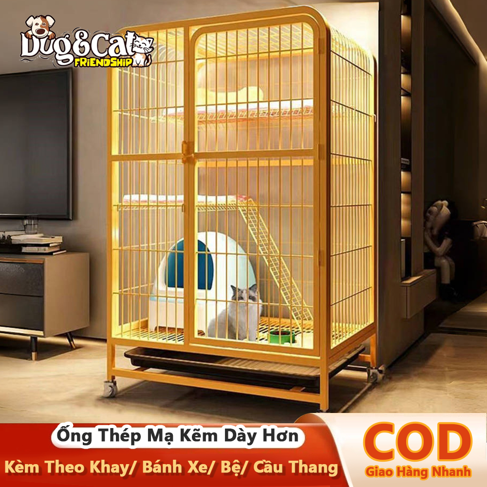 🐈Dog&Cat PET HOME🏠 Lồng Mèo Loại Nan Ống To Có 2/3/4 Tầng Biệt Thự Cho Mèo Ở Chuồng Mèo Có Bánh