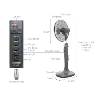 QUẠT ĐỨNG DÙNG REMOTE SENKO DR1608 65w