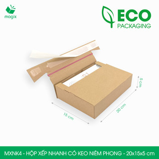 MXNK4 - 20x15x5 cm - Combo 100 hộp carton đóng hàng xếp nhanh có keo niêm phong - Hộp gói hàng