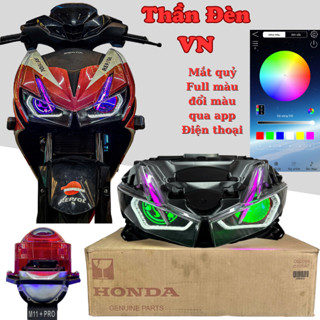 Chóa đèn WInner X lên sẵn bi cầu M11+pro+mắt xoay Sharingan, mắt quỷ đổi màu qua app điện thoại Đèn