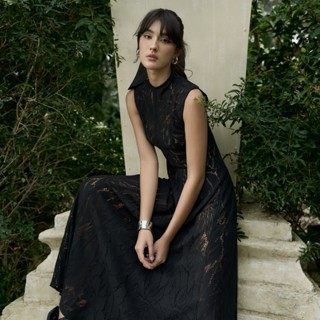 Váy ren nữ Dịu Dress dáng dài họa tiết hoa, vải co giãn nhẹ đi kèm lót chân váy rời - oula studios