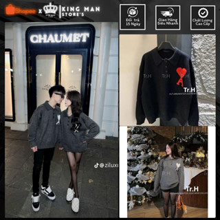 Áo Len Nam Nữ Cổ Bẻ Chữ v Cặp Đôi Chất Len Dày Ấm Bản Mới Hot Qc