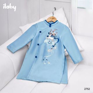 Áo dài bé trai ILABY áo dài tafta Thanh Lương cổ tàu bên trong lót habuita khóa kéo thân sau [2752]