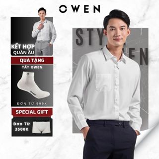 Áo sơ mi nam trắng DÀI TAY  Owen dáng Regular Fit vừa vặn chất liệu NANO cao cấp mỏng nhẹ chống nhăn tốt