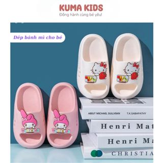 Dép lê cho bé gái bé trai bánh mì Kuma Kids, dép đi trong nhà trẻ em từ 2,5 tuổi-12 tuổi đế mềm BN30