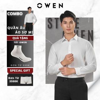 Áo sơ mi nam trắng dài tay Owen dáng Slim Fit hơi ôm body chất liệu Nano cao cấp chống nhăn tốt