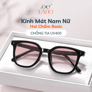 Kính mát LATIO Nam Nữ màu tím nhẹ thời trang Chống tia UV400 đường gọng đen bản to trendy nổi bật - KM42