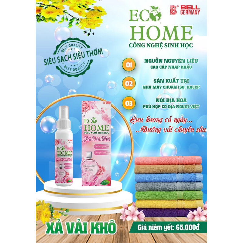 Xả Vải Khô Ecohome cho quần áo thơm tho cả ngày